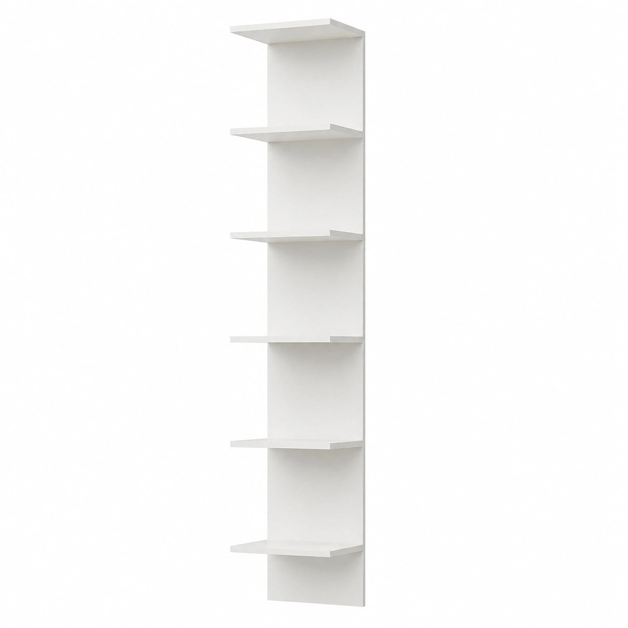 WOLTU Schmales Standregal mit 7 Ebenen, Holzoptik, für Wohnzimmer, Schlafzimmer oder Büro, 30x189,5x28 cm, Weiß