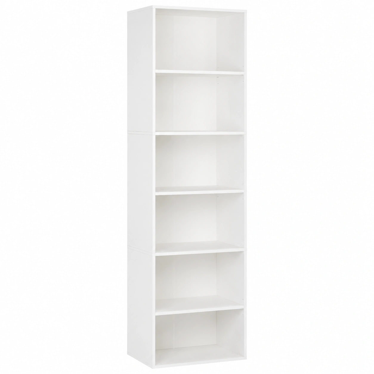 Hohes Bücherregal 220 cm mit 7 Fächern, Weiß, für Wohnzimmer und Büro