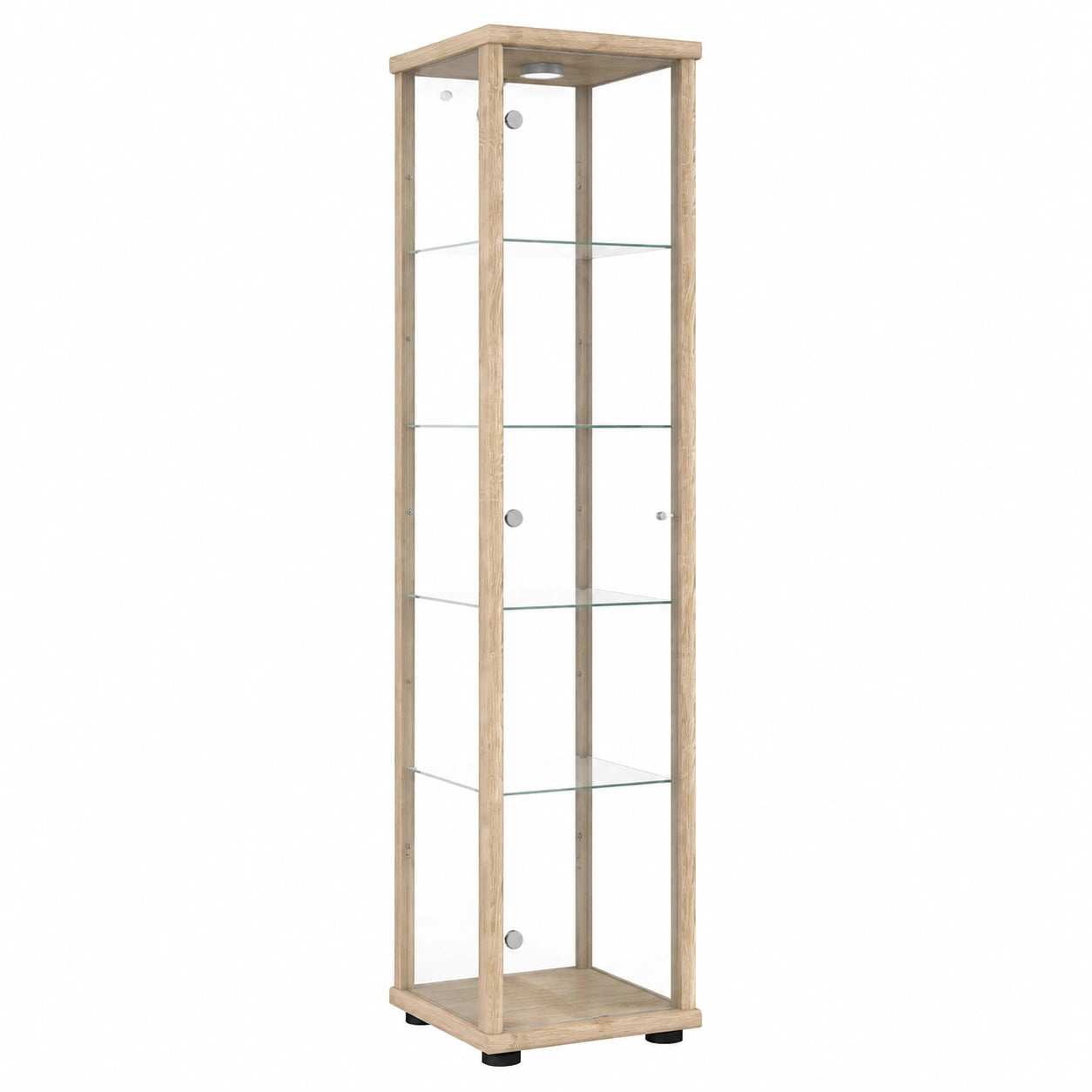 Hochwertige Glasvitrine mit verstellbaren Böden und LED-Beleuchtung, Silber/Alu, 176 cm
