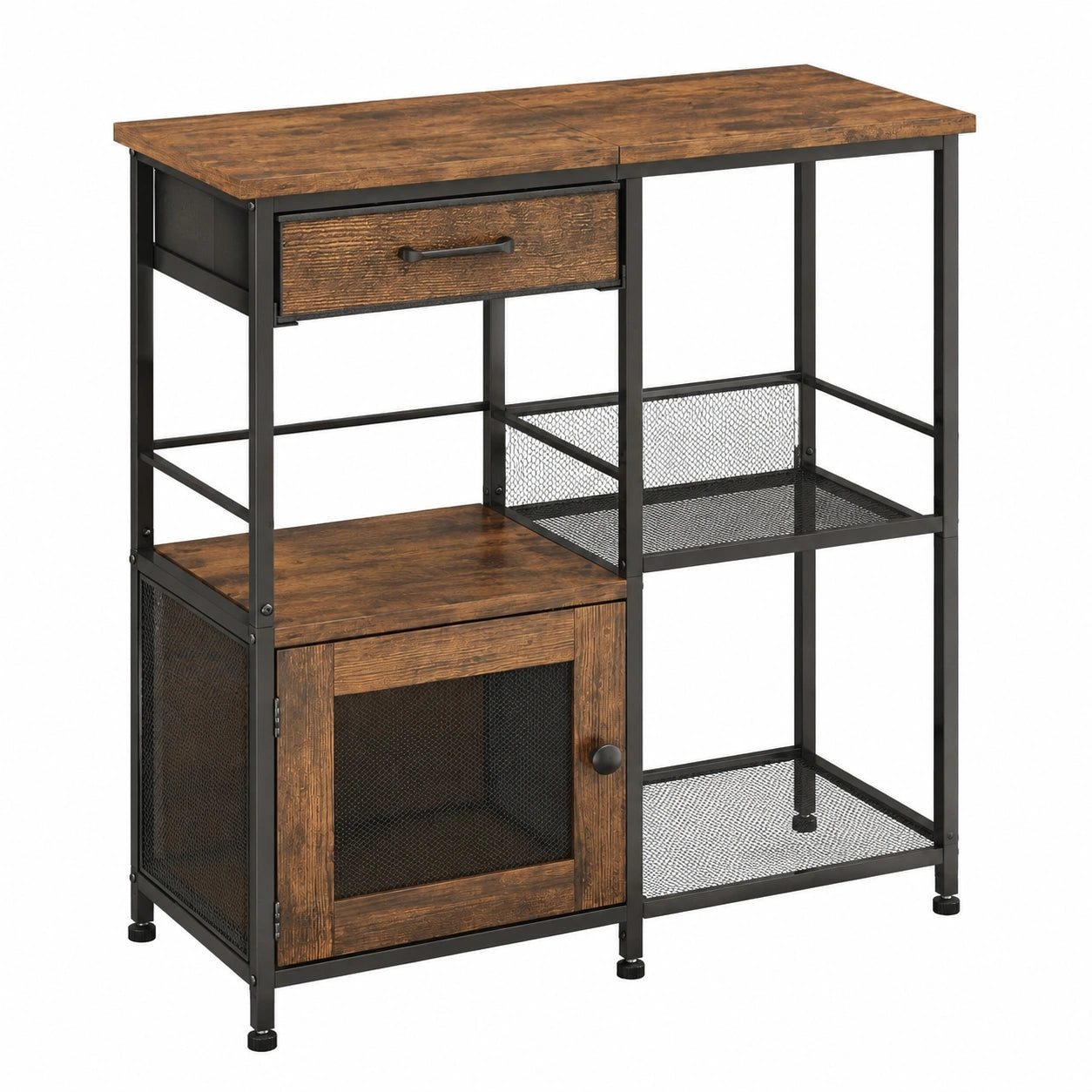 Rustikales Küchenschrank mit Arbeitsplatte - Multifunktionales Sideboard mit Schubladen für Wohnzimmer & Home Bar