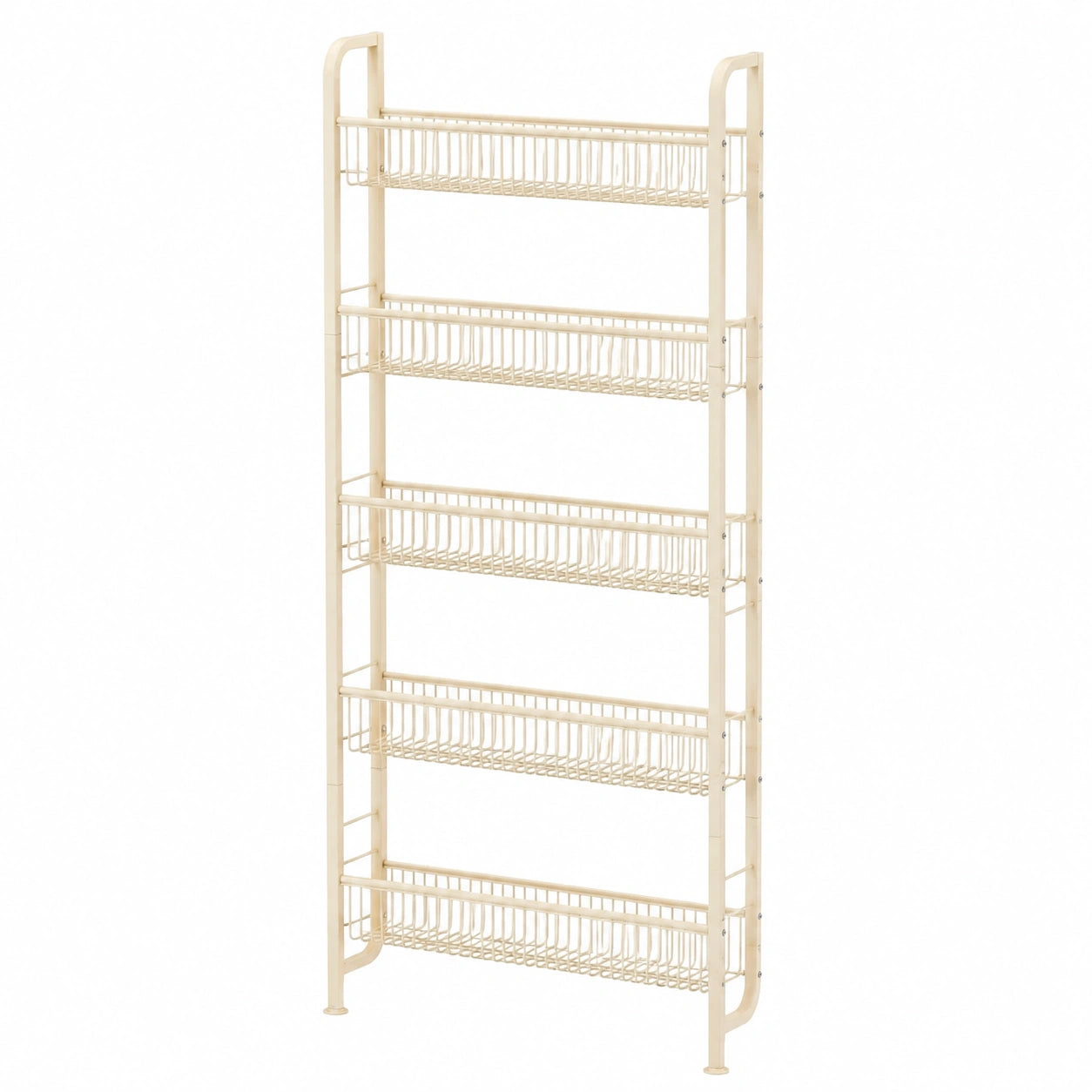 Platzsparendes 5-stufiges Metallregal für Bad und Küche, vielseitiges Wandregal, cremefarben