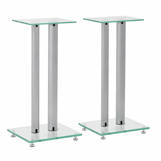 vidaXL Lautsprecherständer Set aus Silberglas, 2 Stück