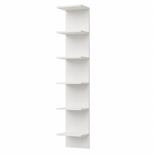 WOLTU Schmales Standregal mit 7 Ebenen, Holzoptik, für Wohnzimmer, Schlafzimmer oder Büro, 30x189,5x28 cm, Weiß