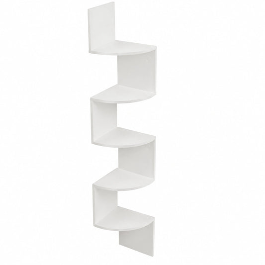 Modernes LED-Eckenregal, Wandregal für Wohnzimmer & Schlafzimmer, Mattweiß, 20x20x126 cm