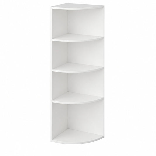 VASAGLE Eckregal mit 4 Ebenen, freistehendes Holzregal für Büro, Wohnzimmer, Küche oder Schlafzimmer, Weiß