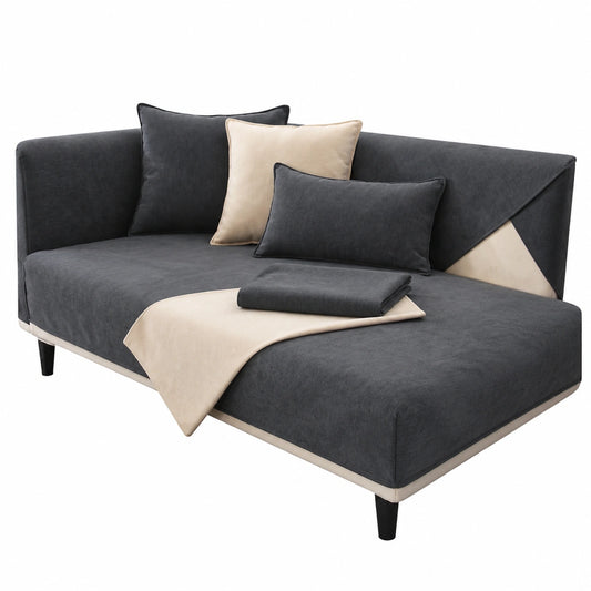 NUODWELL Chenille Sofabezug, rutschfest, für Ecksofa und Sitzer, maschinenwaschbar, Möbelschutz, Dunkelgrau 70x210 cm