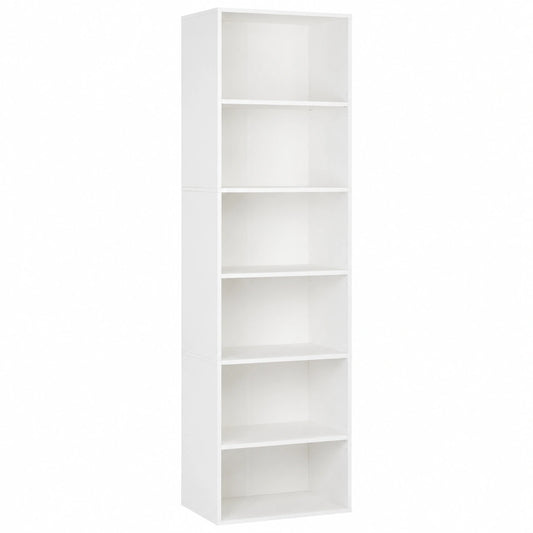 Hohes Bücherregal 220 cm mit 7 Fächern, Weiß, für Wohnzimmer und Büro