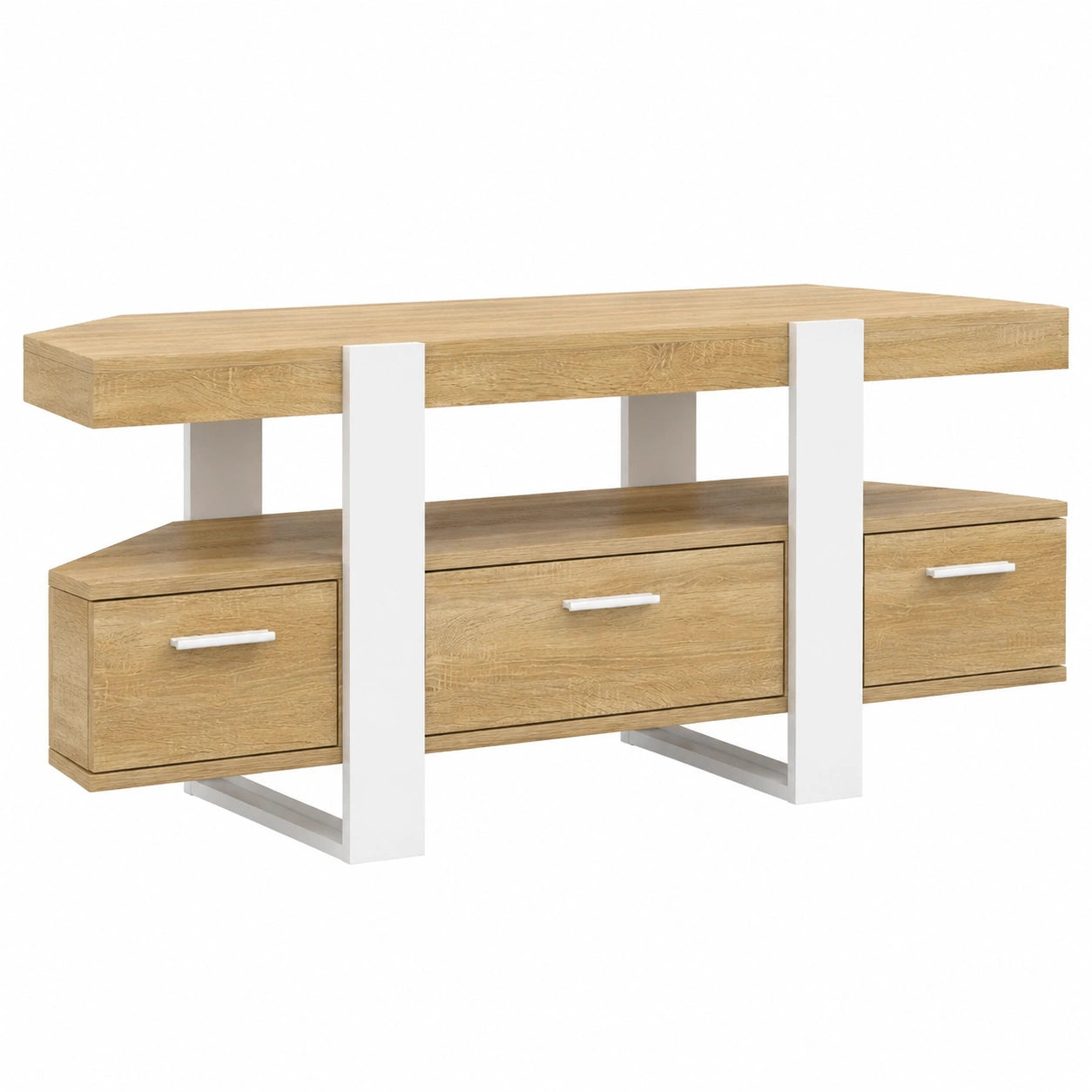 IDMarket - TV-Eckmöbel Phoenix 110 cm mit Holzschublade in Weiß