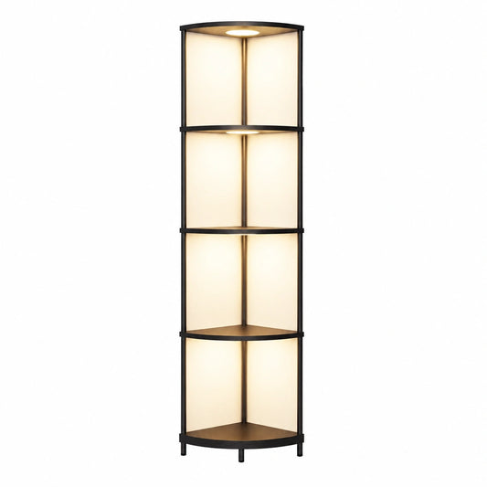 Stehlampe mit Regal, dimmbar, 4 Farbtemperaturen, 6 Farben, inkl. Fernbedienung