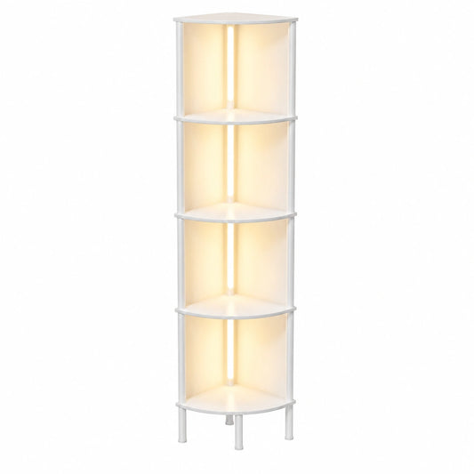 Moderne LED-Stehlampe mit Regal: Dimmbar, 360° Drehung, Touch- & Fernbedienung, Timer & 3 Farbmodi