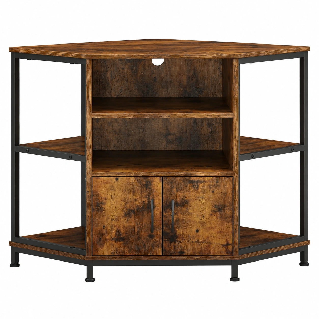 Moderner Eck-TV-Schrank mit LED, Industriestil, 105x50x79 cm, Vintage Braun