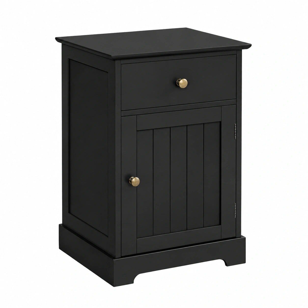 Moderner Nachttisch mit Schublade und verstellbarem Regal, Schwarz