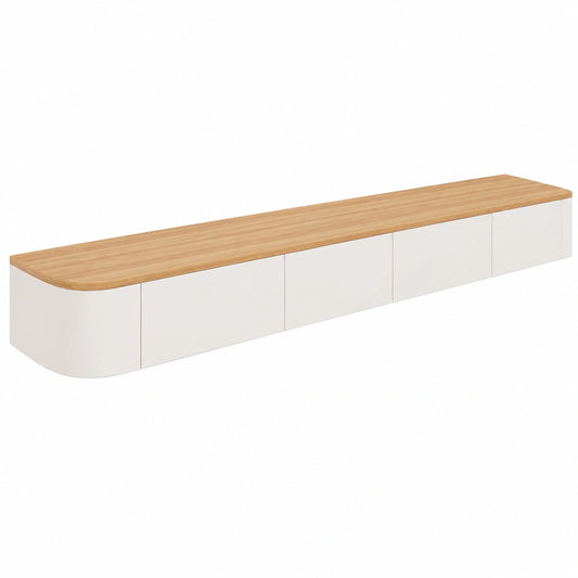 Hängendes TV-Regal mit Tür und Stauraum, 180cm Holz
