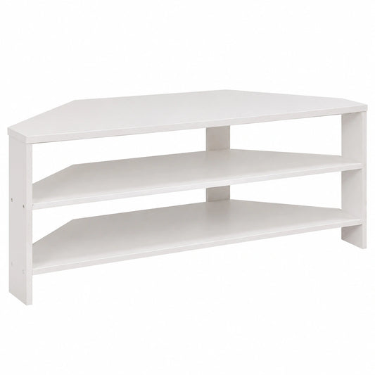 TV-Schrank mit offenem Design und abgeschrägten Ecken, modernes Lowboard für Wohnzimmer, 110 x 36 x 42 cm, in Weiß