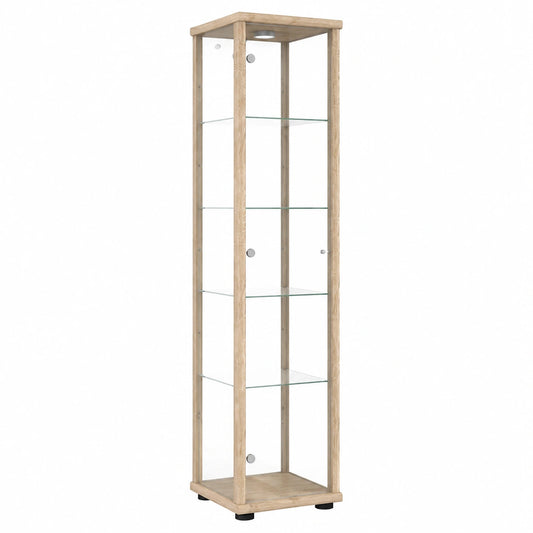 Hochwertige Glasvitrine mit verstellbaren Böden und LED-Beleuchtung, Silber/Alu, 176 cm
