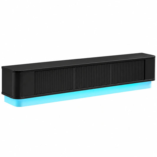 YITAHOME Schwebender TV-Schrank 180 cm mit RGB-LED, Hochglanz Schwarz, Viel Stauraum, Wandmontage für Wohn- und Schlafzimmer