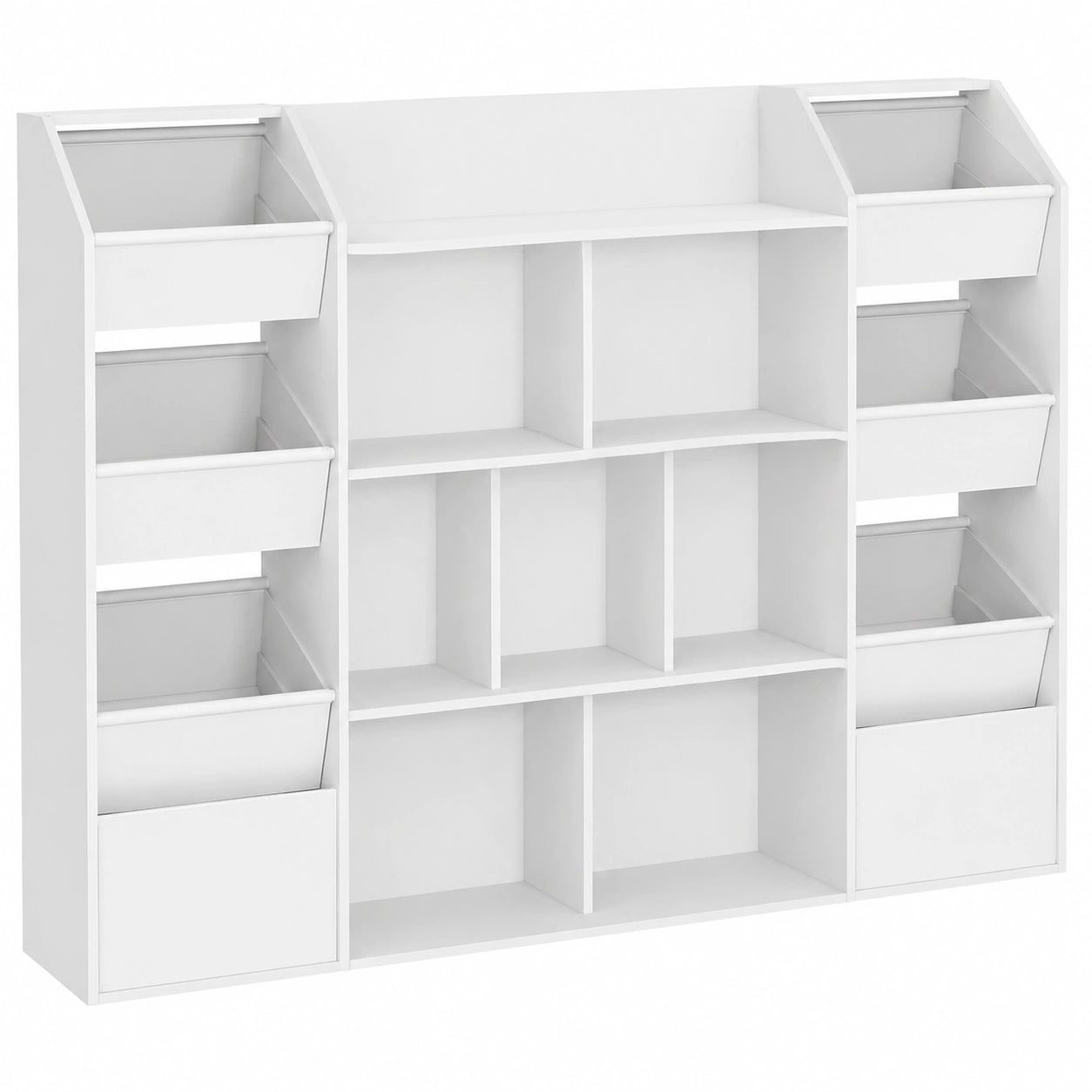 HEXCELEN Kinderregal mit 8 Fächern, Bücher- und Spielzeugorganisator für Kinderzimmer, Weiß, 30 x 130 x 100 cm