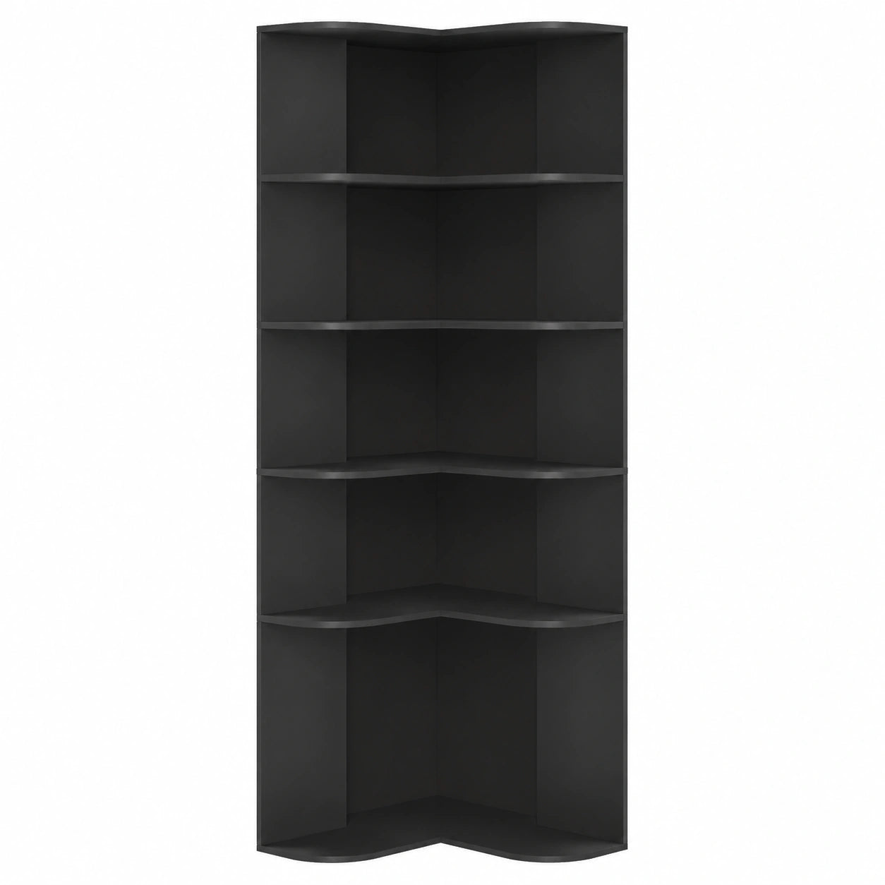 FirFurd Eckregal 185 cm, 6-stufiges L-förmiges Bücherregal, Eckschrank für Arbeitszimmer, Wohnzimmer und Küche, schwarz, 80 x 84 x 185 cm