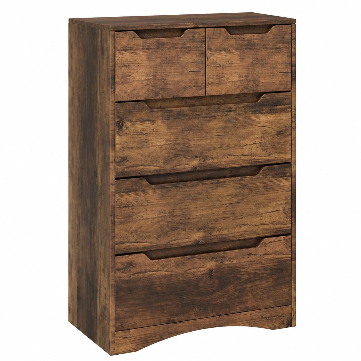 Vielseitige Kommode mit 5 Schubladen für Schlaf- und Wohnzimmer in Hellbraun, 72x41x94 cm