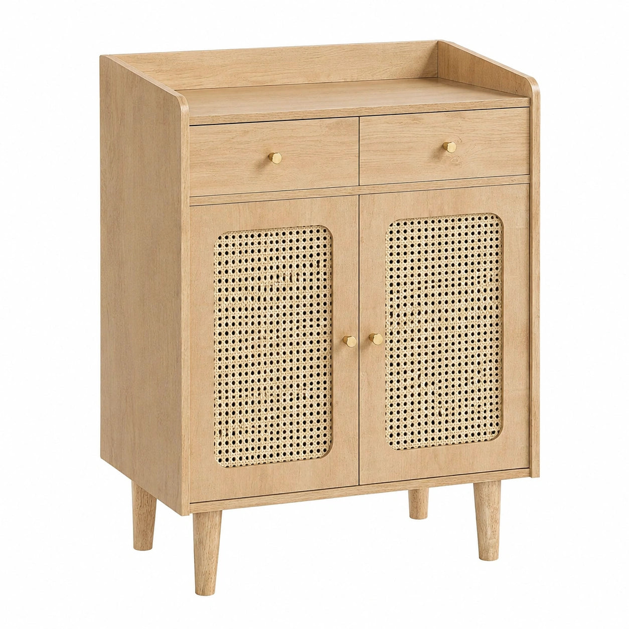 VASAGLE BOHOVEN Kollektion - Sideboard im Boho-Stil, Küchenschrank mit Rattantüren, Schubladen und verstellbarer Ablage, eichenbeige
